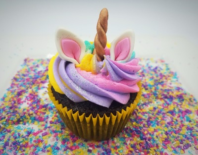 Unicorn Themed Chocolate Cupcake